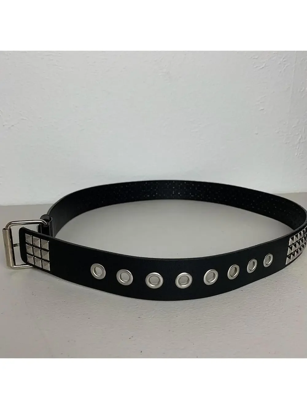 Vintage Y2K Black Punk Goth Studded Diamond Belt